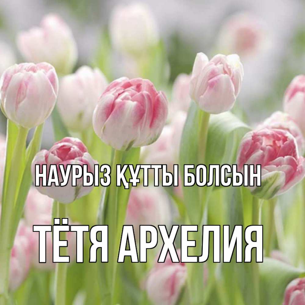 Открытка на каждый день с именем, Тётя-Архелия Наурыз құтты болсын цветы Прикольная открытка с пожеланием онлайн скачать бесплатно 