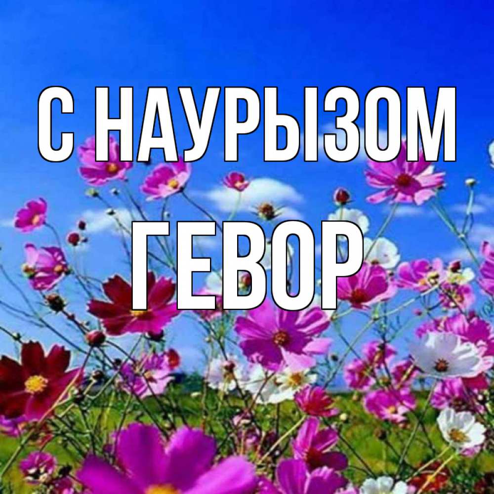 Открытка на каждый день с именем, Гевор С наурызом цветы Прикольная открытка с пожеланием онлайн скачать бесплатно 