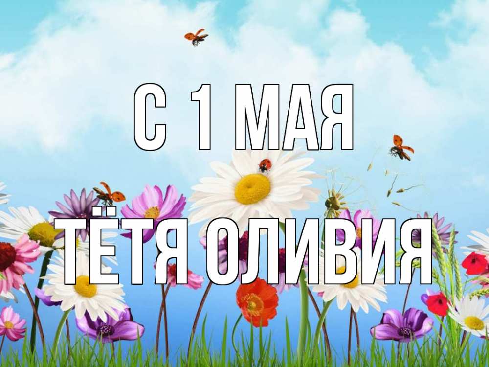 Открытка на каждый день с именем, Тётя-Оливия С 1 мая С 1 мая Прикольная открытка с пожеланием онлайн скачать бесплатно 