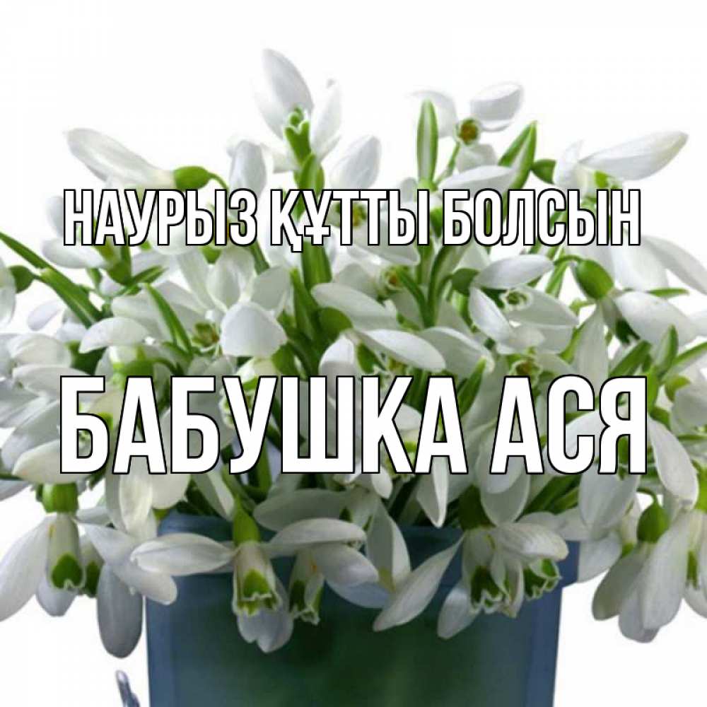 Открытка на каждый день с именем, Бабушка-Ася Наурыз құтты болсын цветы к наурызу Прикольная открытка с пожеланием онлайн скачать бесплатно 
