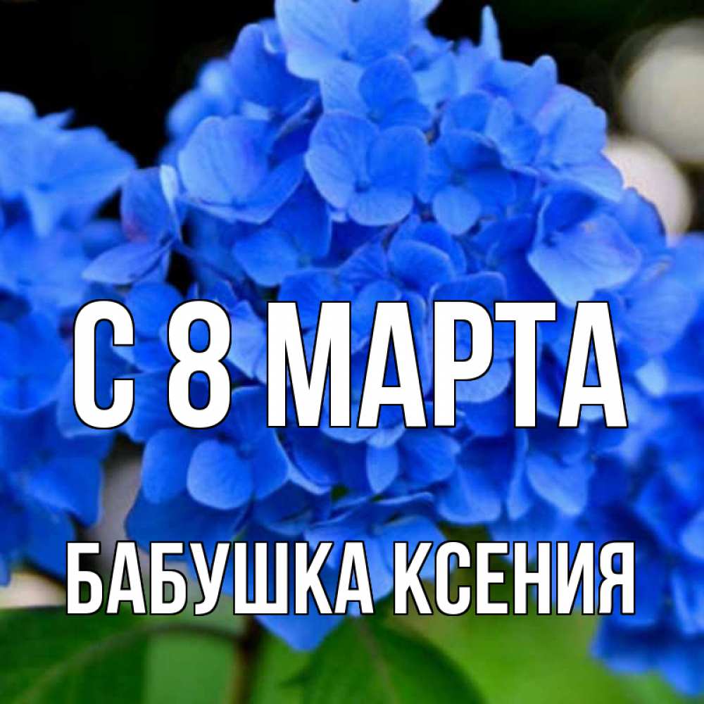 Открытка на каждый день с именем, Бабушка-Ксения С 8 марта синие цветы Прикольная открытка с пожеланием онлайн скачать бесплатно 
