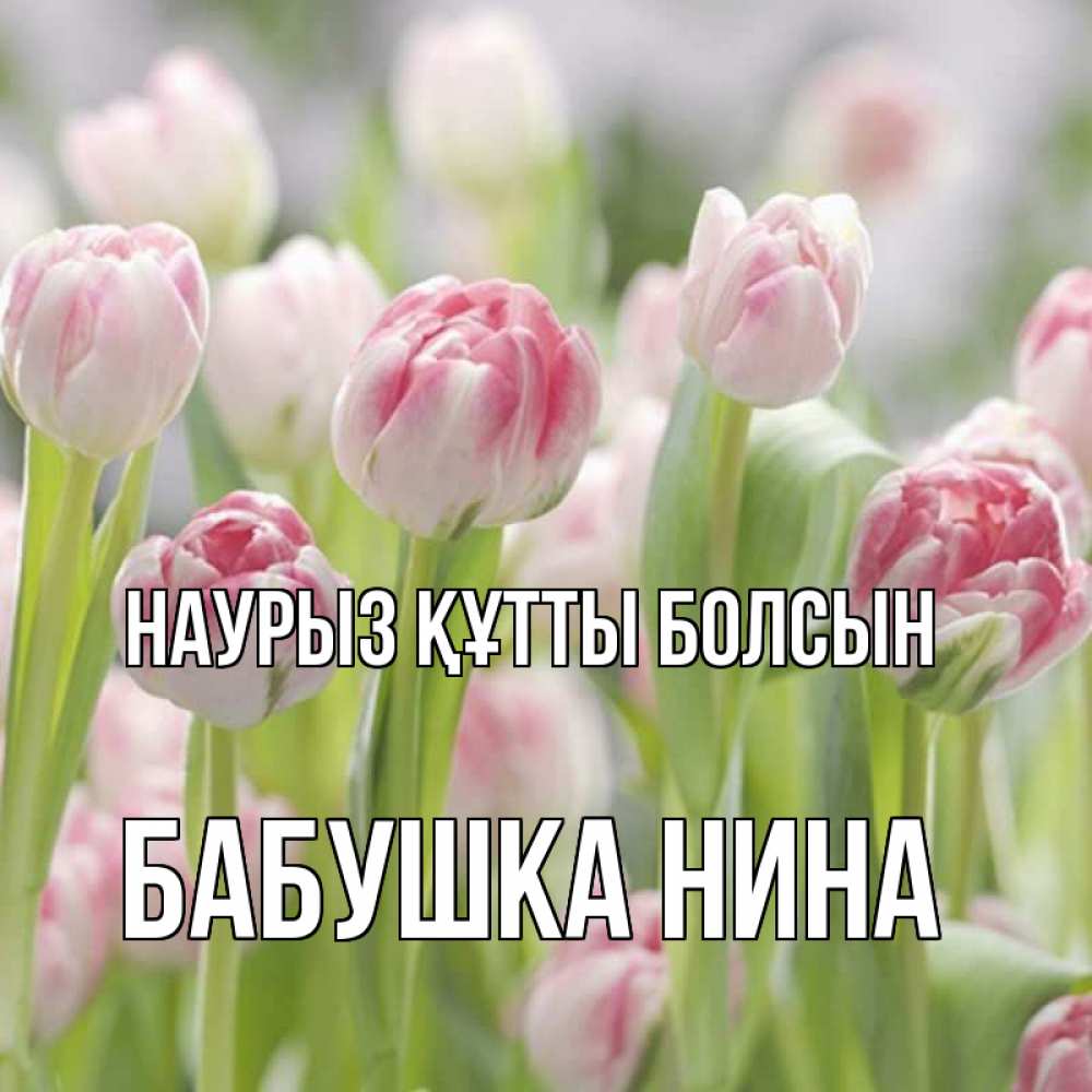 Открытка на каждый день с именем, Бабушка-Нина Наурыз құтты болсын цветы Прикольная открытка с пожеланием онлайн скачать бесплатно 