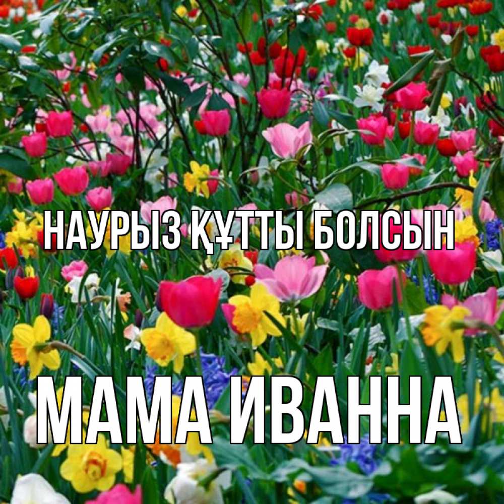 Открытка на каждый день с именем, Мама-Иванна Наурыз құтты болсын с наурызом поздравления для женщины Прикольная открытка с пожеланием онлайн скачать бесплатно 