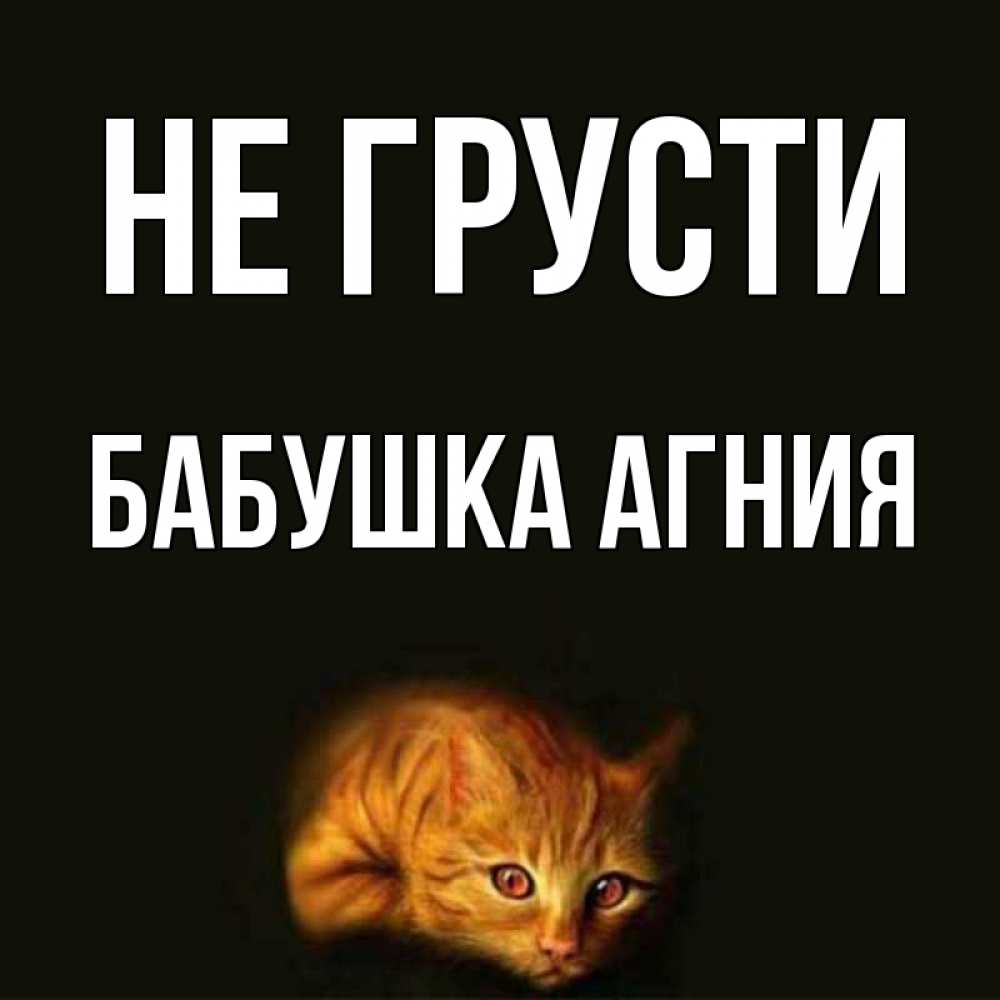 Открытка на каждый день с именем, Бабушка-Агния Не грусти лежащий кот в темноте Прикольная открытка с пожеланием онлайн скачать бесплатно 