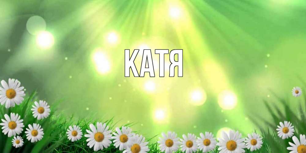 Открытка на каждый день с именем, Катя Главная открытка с ромашками и солнечными лучами Прикольная открытка с пожеланием онлайн скачать бесплатно 