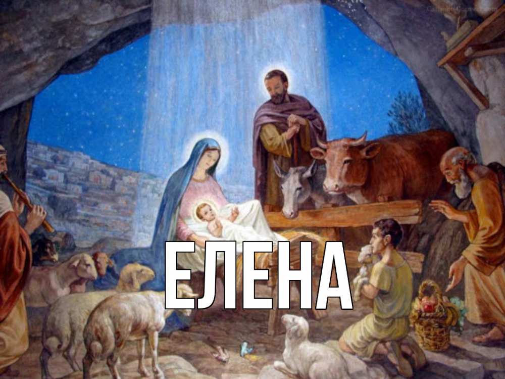 Открытка на каждый день с именем, Елена Главная Хлев с животными, Иисус, рождество Прикольная открытка с пожеланием онлайн скачать бесплатно 