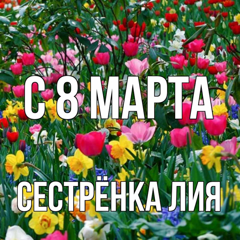 Открытка на каждый день с именем, Сестрёнка-Лия С 8 марта с международным женским днем поздравления для женщины Прикольная открытка с пожеланием онлайн скачать бесплатно 