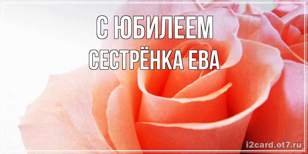 Открытка на каждый день с именем, Сестрёнка-Ева С юбилеем розы для поздравления с днем рождения Прикольная открытка с пожеланием онлайн скачать бесплатно 