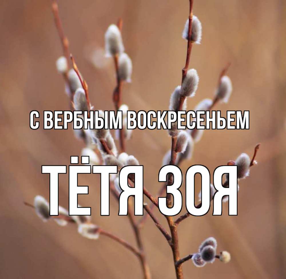 Открытка на каждый день с именем, Тётя-Зоя С вербным воскресеньем верба Прикольная открытка с пожеланием онлайн скачать бесплатно 