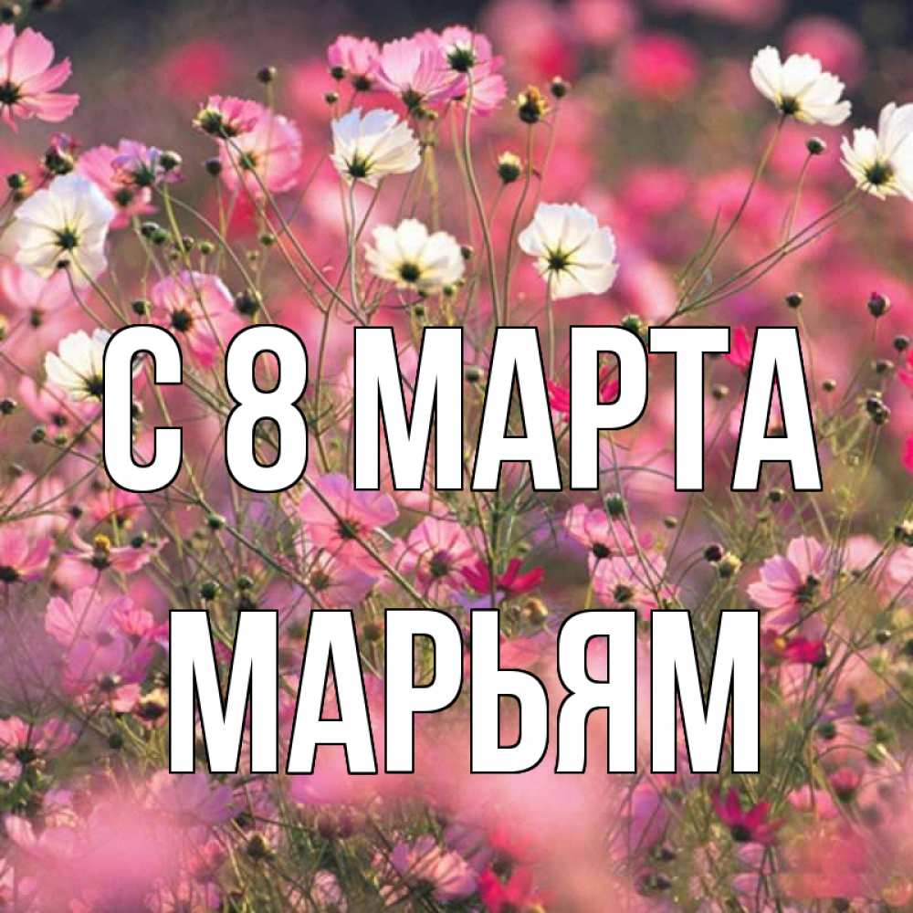 Открытка на каждый день с именем, Марьям С 8 МАРТА красиво 1 Прикольная открытка с пожеланием онлайн скачать бесплатно 