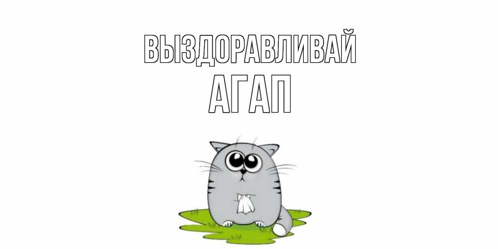 Открытка на каждый день с именем, Агап Выздоравливай кот и открытки про выздоровление Прикольная открытка с пожеланием онлайн скачать бесплатно 