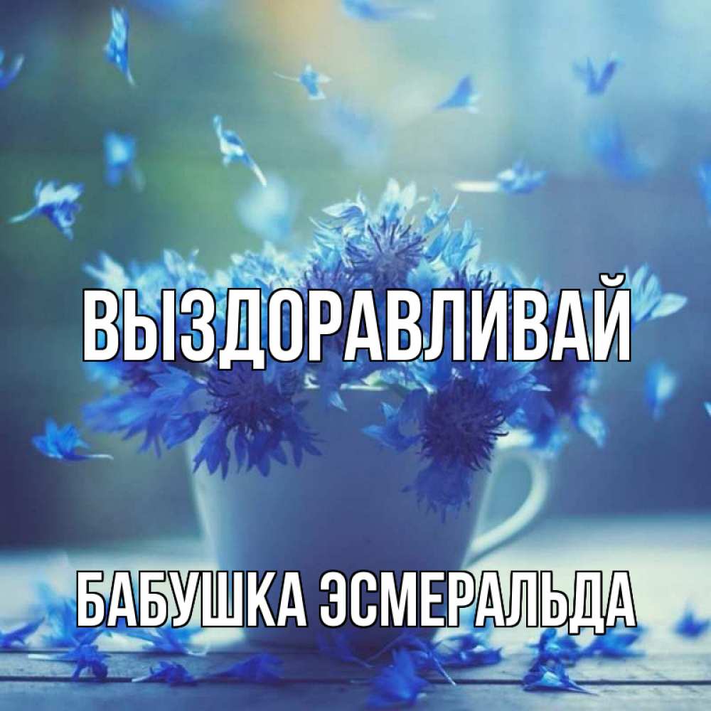 Открытка на каждый день с именем, Бабушка-Эсмеральда Выздоравливай кружка с зельем и цветами Прикольная открытка с пожеланием онлайн скачать бесплатно 