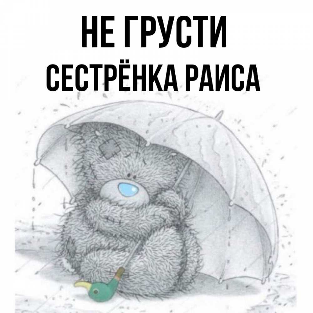 Открытка на каждый день с именем, Сестрёнка-Раиса Не грусти спасите мишку Тедди Прикольная открытка с пожеланием онлайн скачать бесплатно 