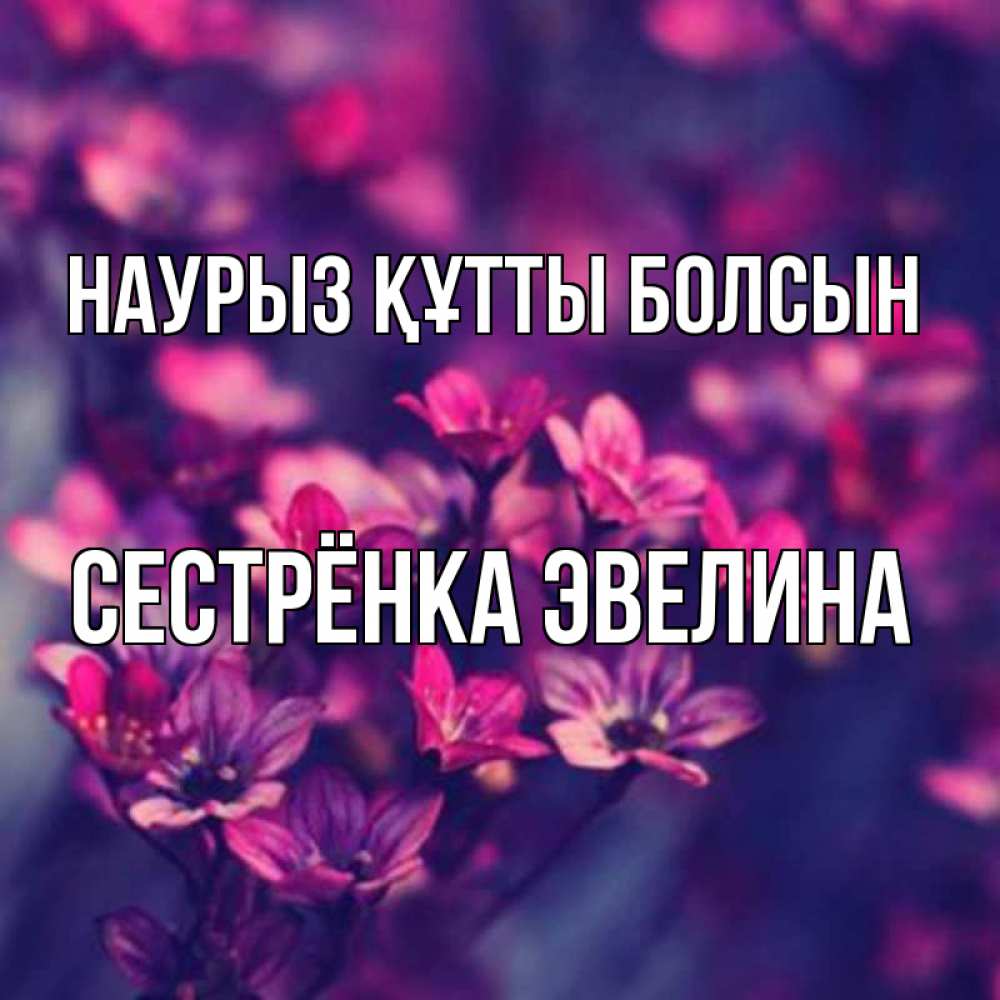 Открытка на каждый день с именем, Сестрёнка-Эвелина Наурыз құтты болсын небольшие цветы 1 Прикольная открытка с пожеланием онлайн скачать бесплатно 