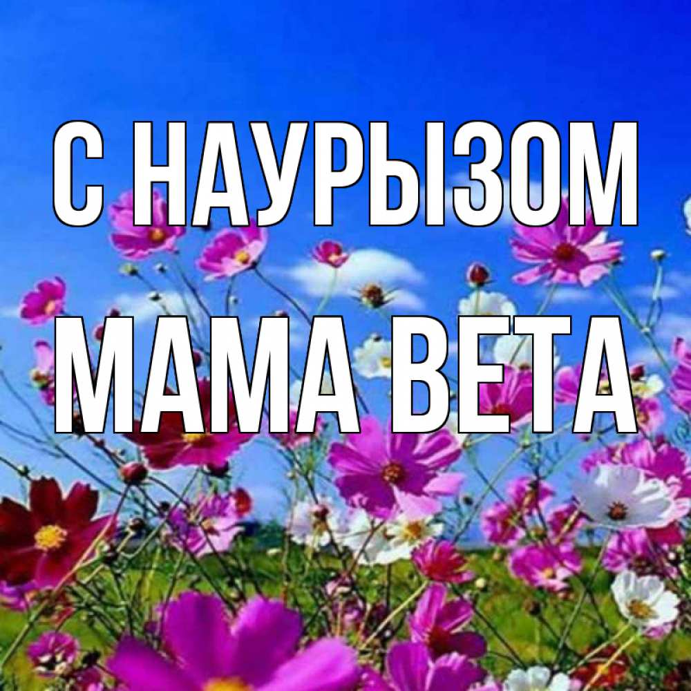 Открытка на каждый день с именем, Мама-Вета С наурызом цветы Прикольная открытка с пожеланием онлайн скачать бесплатно 