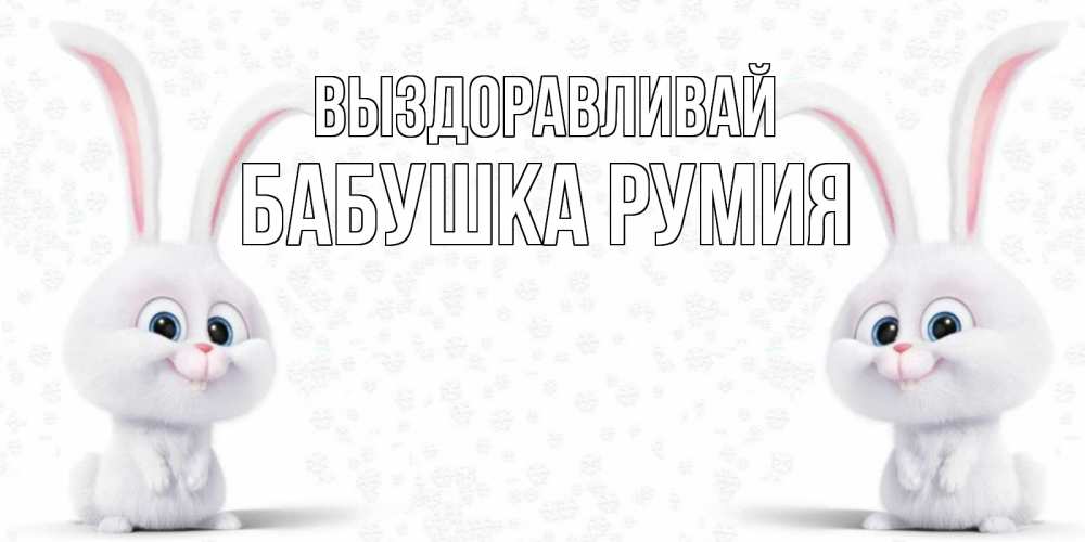 Открытка на каждый день с именем, Бабушка-Румия Выздоравливай не болей с зайцем Прикольная открытка с пожеланием онлайн скачать бесплатно 