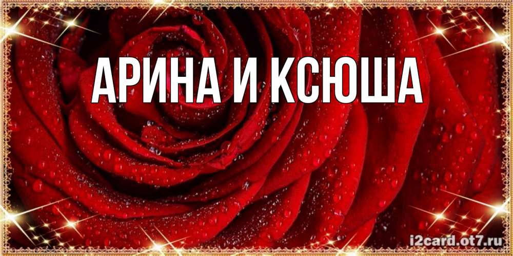Открытка на каждый день с именем, Арина-и-Ксюша Главная роса на розе блестящая в лучах солнца Прикольная открытка с пожеланием онлайн скачать бесплатно 