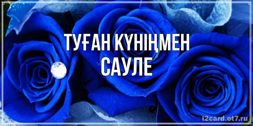 Открытка на каждый день с именем, Сауле Туған күніңмен синие розы в росе Прикольная открытка с пожеланием онлайн скачать бесплатно 