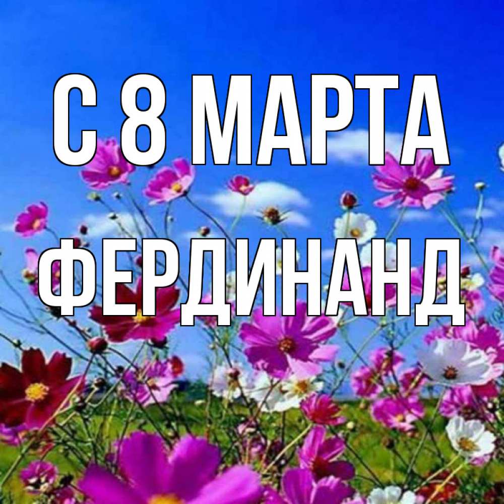 Открытка на каждый день с именем, Фердинанд С 8 МАРТА цветы Прикольная открытка с пожеланием онлайн скачать бесплатно 