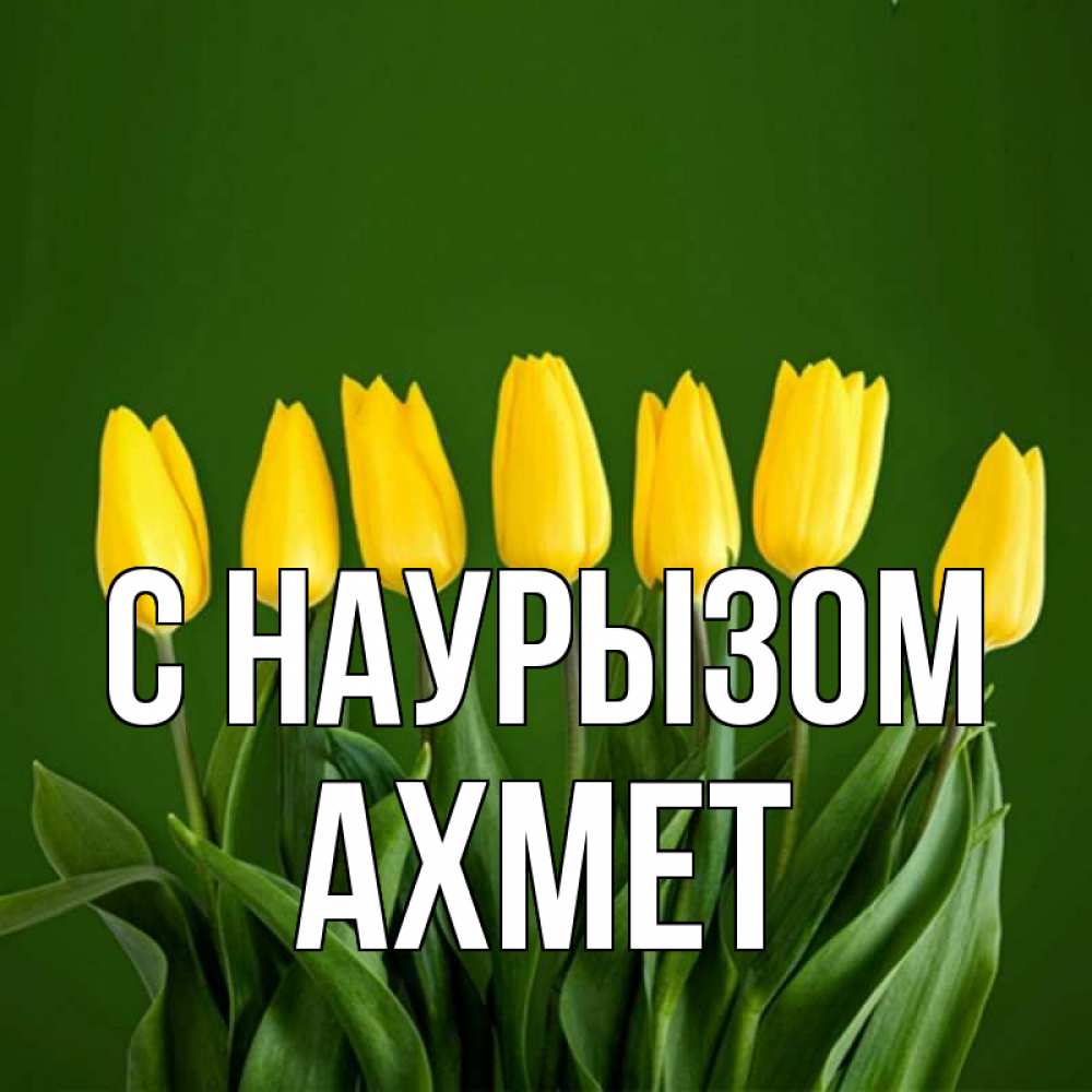 Открытка на каждый день с именем, Ахмет С наурызом желтого цвета 3 Прикольная открытка с пожеланием онлайн скачать бесплатно 