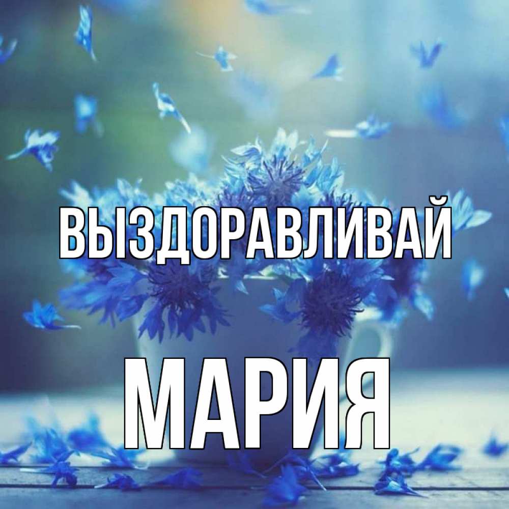 Открытка на каждый день с именем, Мария Выздоравливай кружка с зельем и цветами Прикольная открытка с пожеланием онлайн скачать бесплатно 