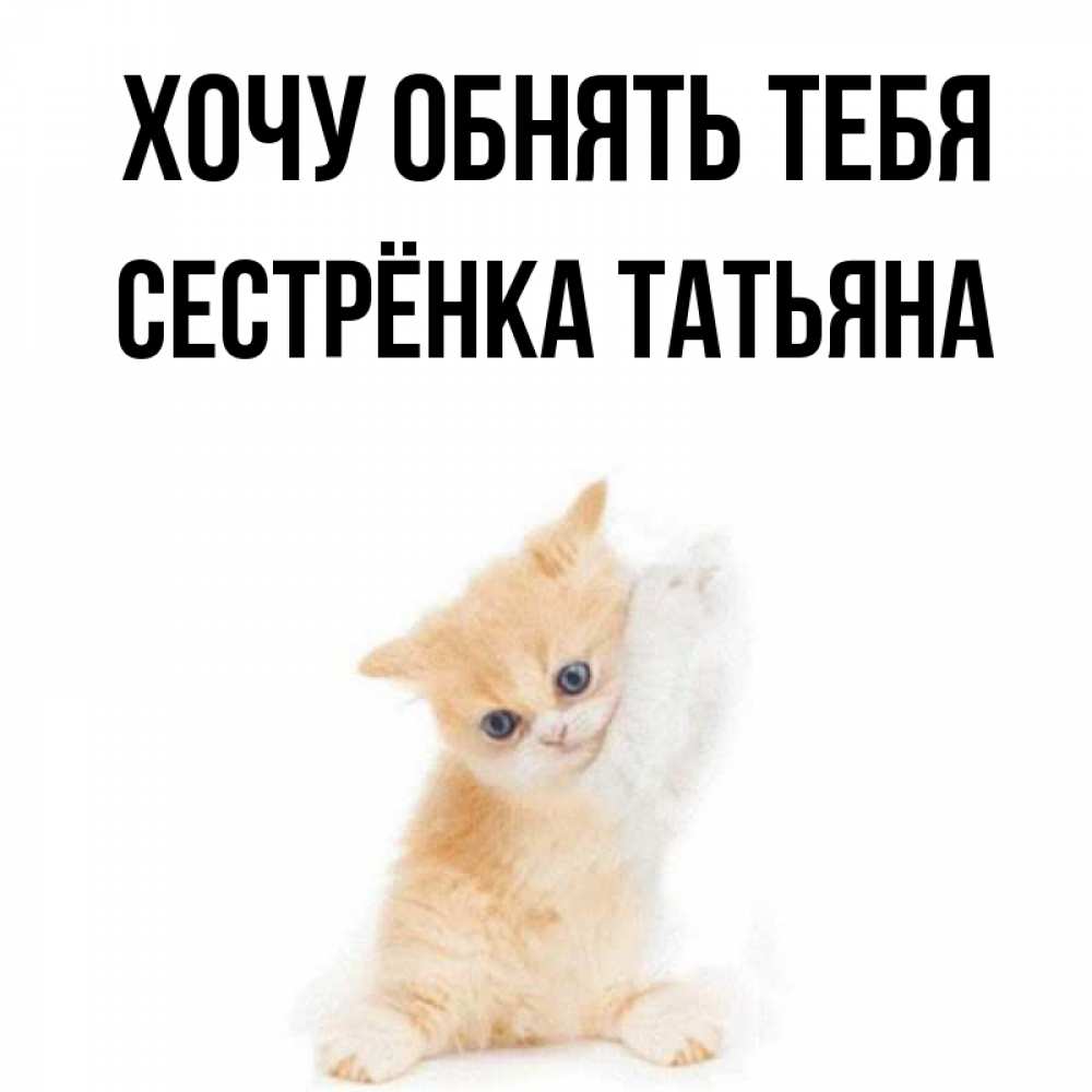 Открытка на каждый день с именем, Сестрёнка-Татьяна Хочу обнять тебя я хочу очень скорее обнимаешек Прикольная открытка с пожеланием онлайн скачать бесплатно 