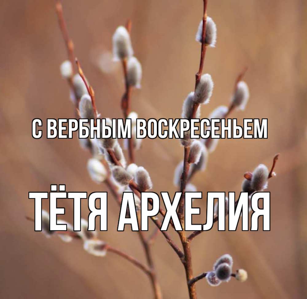 Открытка на каждый день с именем, Тётя-Архелия С вербным воскресеньем верба Прикольная открытка с пожеланием онлайн скачать бесплатно 