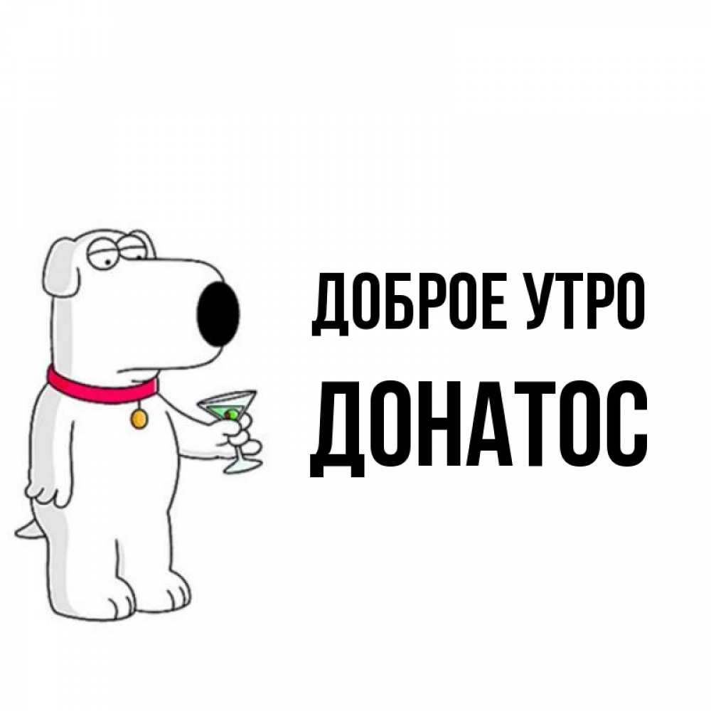 Открытка на каждый день с именем, Донатос Доброе утро герои мультфильмов белый пес Прикольная открытка с пожеланием онлайн скачать бесплатно 