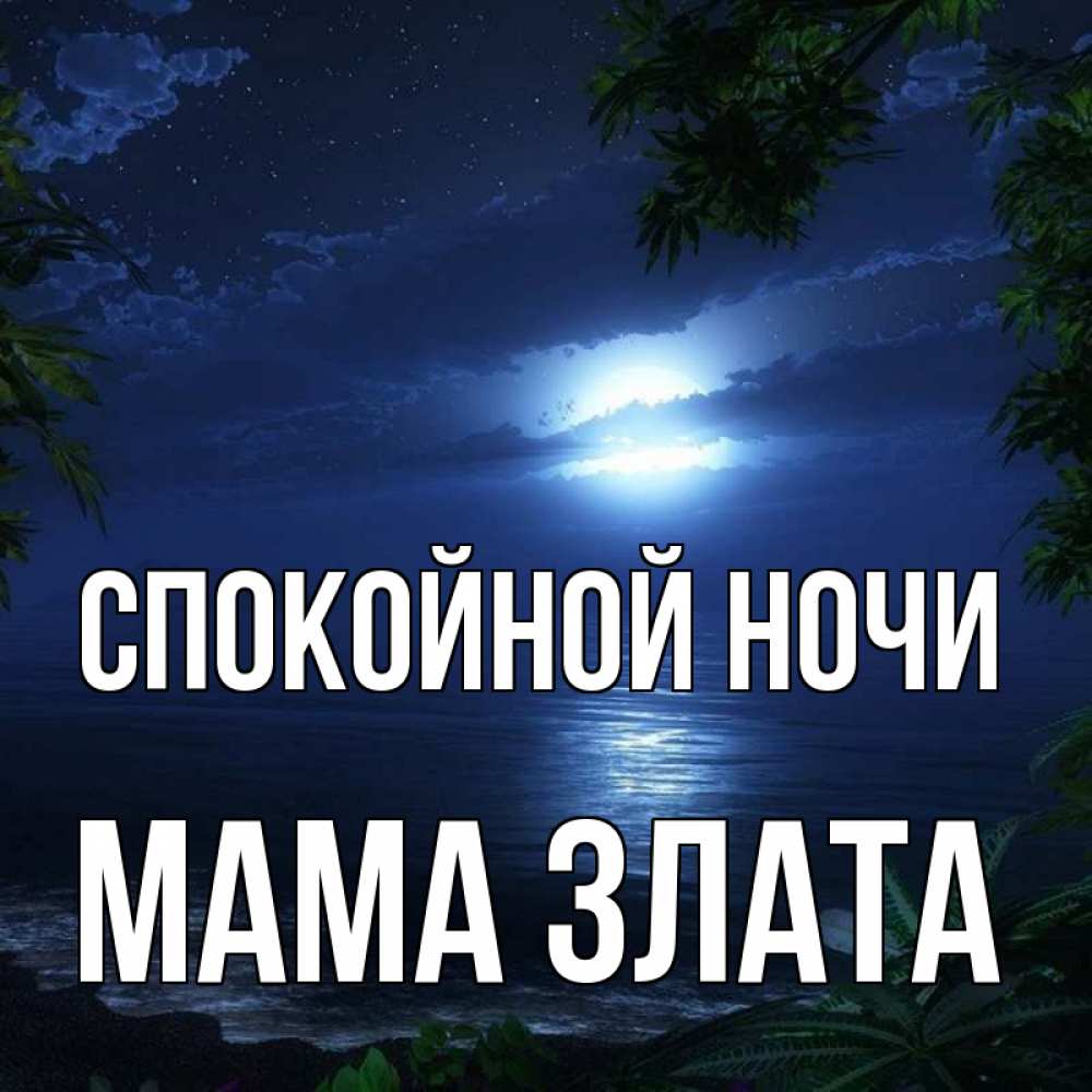 Открытка на каждый день с именем, Мама-Злата Спокойной ночи тропический остров Прикольная открытка с пожеланием онлайн скачать бесплатно 