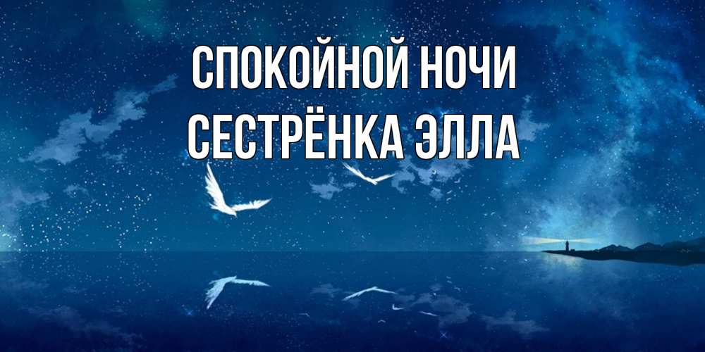 Открытка на каждый день с именем, Сестрёнка-Элла Спокойной ночи птицы летят на фоне ночного неба Прикольная открытка с пожеланием онлайн скачать бесплатно 