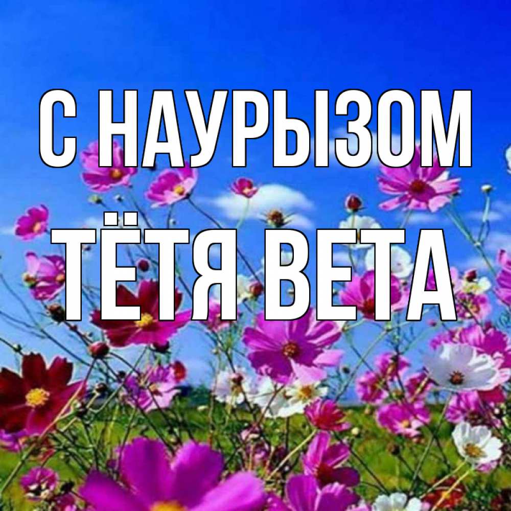 Открытка на каждый день с именем, Тётя-Вета С наурызом цветы Прикольная открытка с пожеланием онлайн скачать бесплатно 