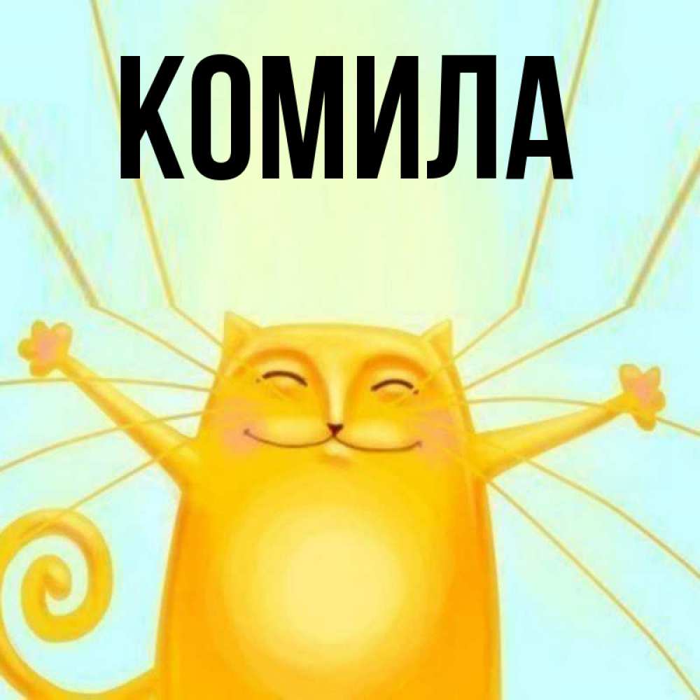 Открытка на каждый день с именем, Комила Главная обнимашки усатые Прикольная открытка с пожеланием онлайн скачать бесплатно 