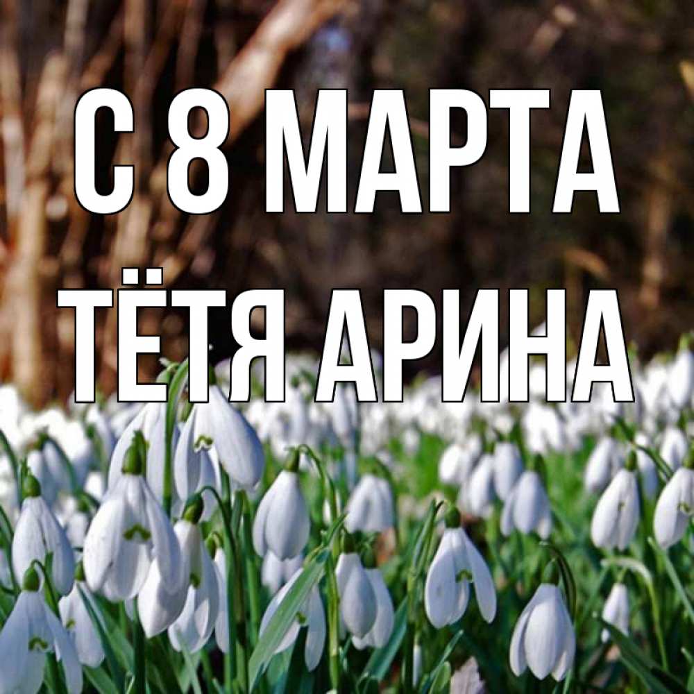 Открытка на каждый день с именем, Тётя-Арина С 8 марта с подснежниками 1 Прикольная открытка с пожеланием онлайн скачать бесплатно 