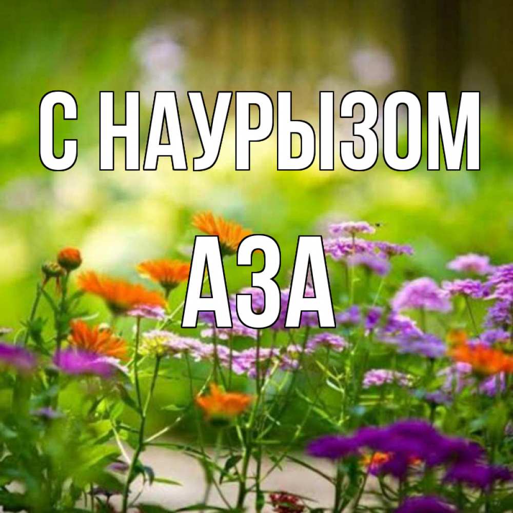 Открытка на каждый день с именем, Аза С наурызом цветы Прикольная открытка с пожеланием онлайн скачать бесплатно 