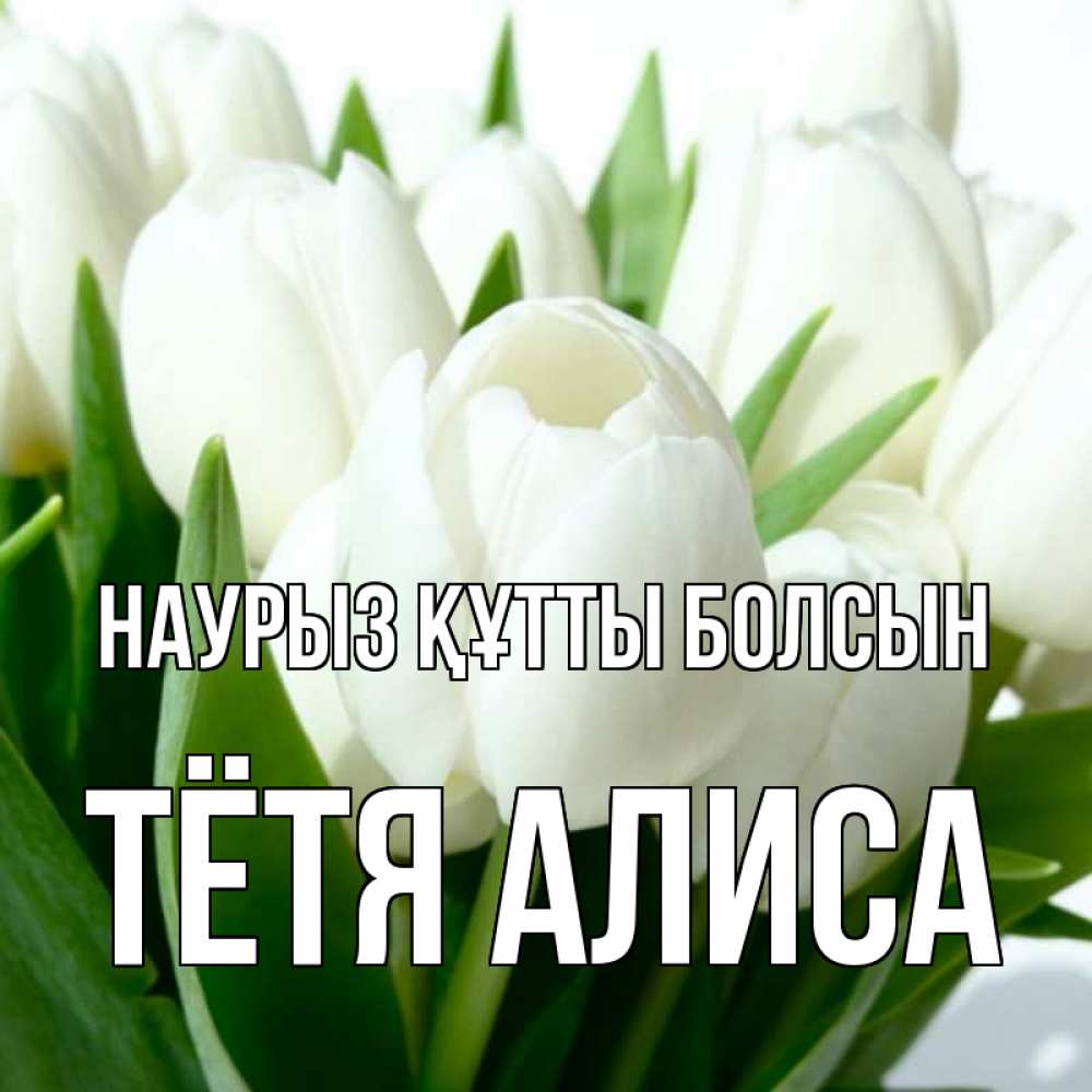 Открытка на каждый день с именем, Тётя-Алиса Наурыз құтты болсын цветы Прикольная открытка с пожеланием онлайн скачать бесплатно 