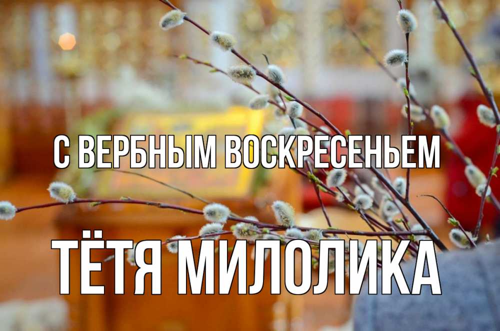 Открытка на каждый день с именем, Тётя-Милолика С вербным воскресеньем верба Прикольная открытка с пожеланием онлайн скачать бесплатно 