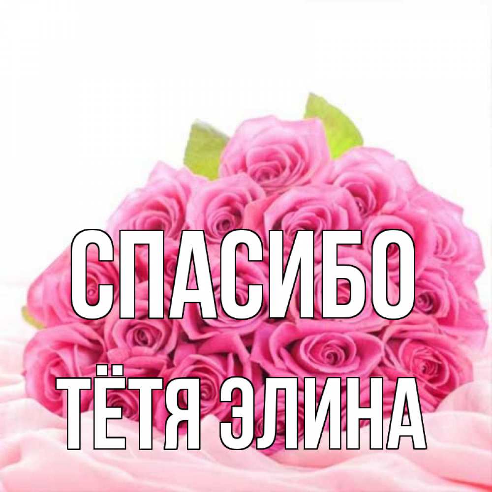 Открытка на каждый день с именем, Тётя-Элина Спасибо розовые розы с подписью Прикольная открытка с пожеланием онлайн скачать бесплатно 