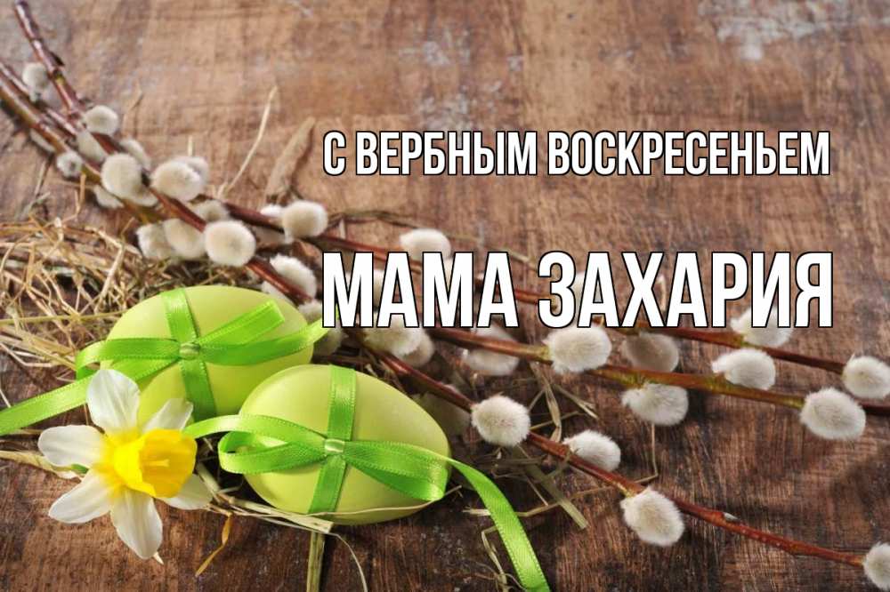 Открытка на каждый день с именем, Мама-Захария С вербным воскресеньем верба Прикольная открытка с пожеланием онлайн скачать бесплатно 