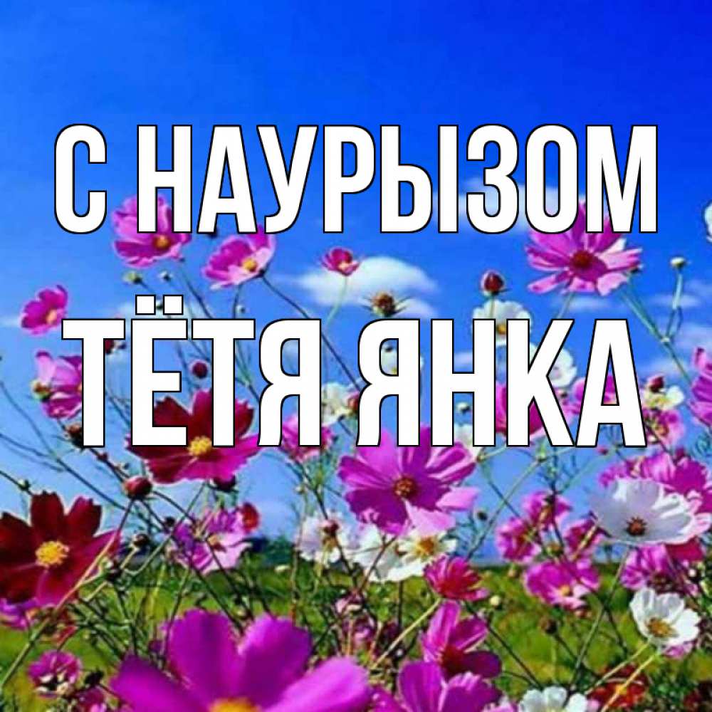 Открытка на каждый день с именем, Тётя-Янка С наурызом цветы Прикольная открытка с пожеланием онлайн скачать бесплатно 