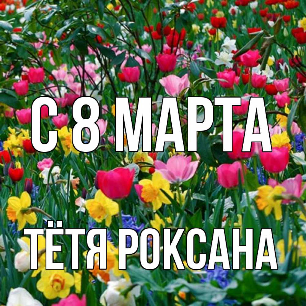 Открытка на каждый день с именем, Тётя-Роксана С 8 МАРТА с международным женским днем поздравления для женщины Прикольная открытка с пожеланием онлайн скачать бесплатно 