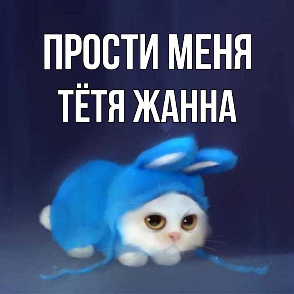 Открытка на каждый день с именем, Тётя-Жанна Прости меня невинный котозай просит прощения Прикольная открытка с пожеланием онлайн скачать бесплатно 