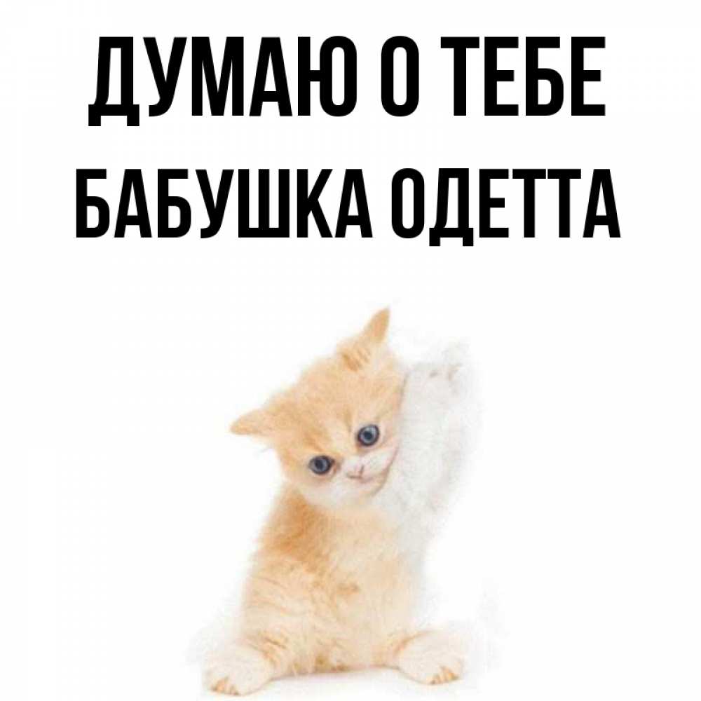 Открытка на каждый день с именем, Бабушка-Одетта Думаю о тебе зверушки и милота Прикольная открытка с пожеланием онлайн скачать бесплатно 