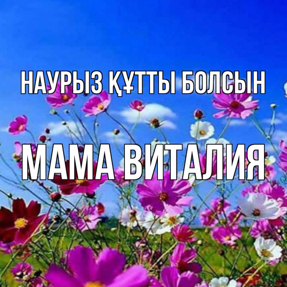 Открытка на каждый день с именем, Мама-Виталия Наурыз құтты болсын цветы Прикольная открытка с пожеланием онлайн скачать бесплатно 
