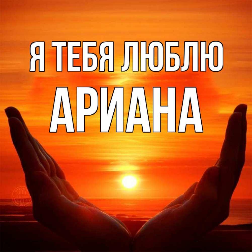 Открытка на каждый день с именем, Ариана Я тебя люблю в руках Прикольная открытка с пожеланием онлайн скачать бесплатно 