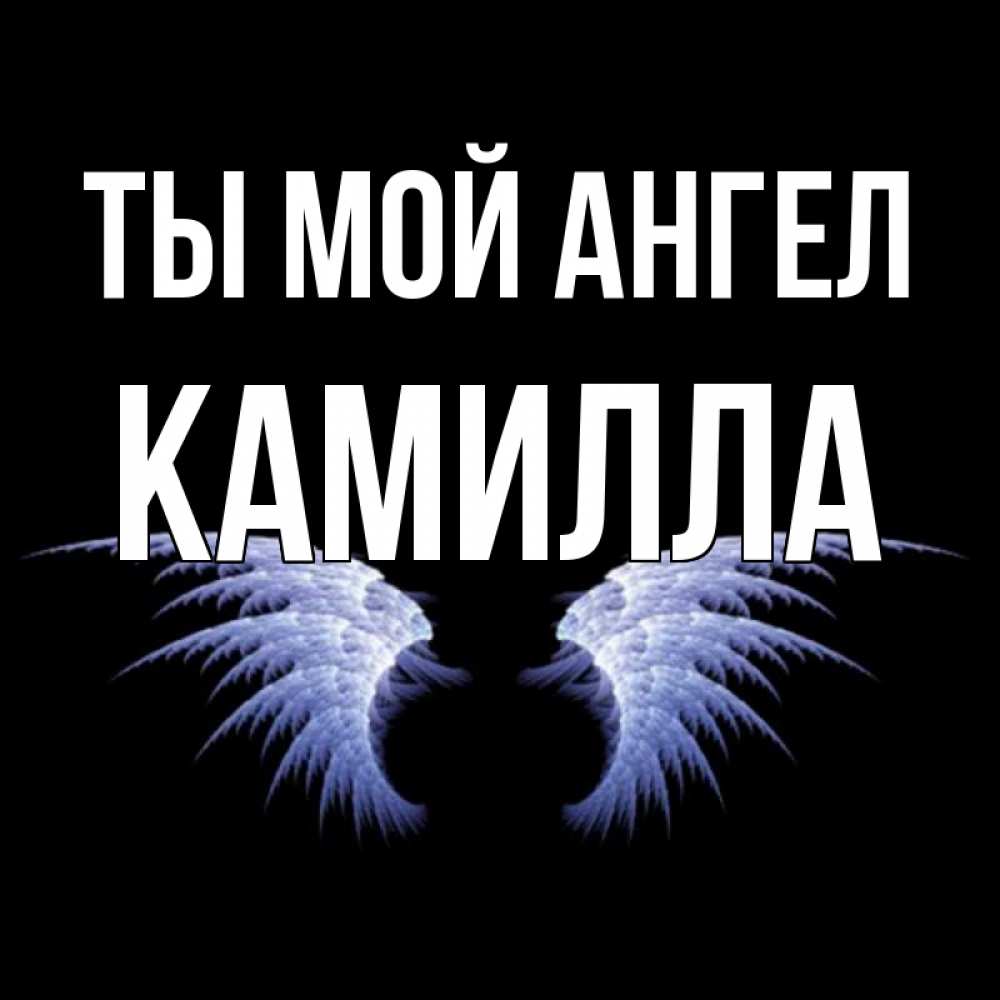 Открытка на каждый день с именем, Камилла Ты мой ангел ангельские крылья на черном фоне Прикольная открытка с пожеланием онлайн скачать бесплатно 