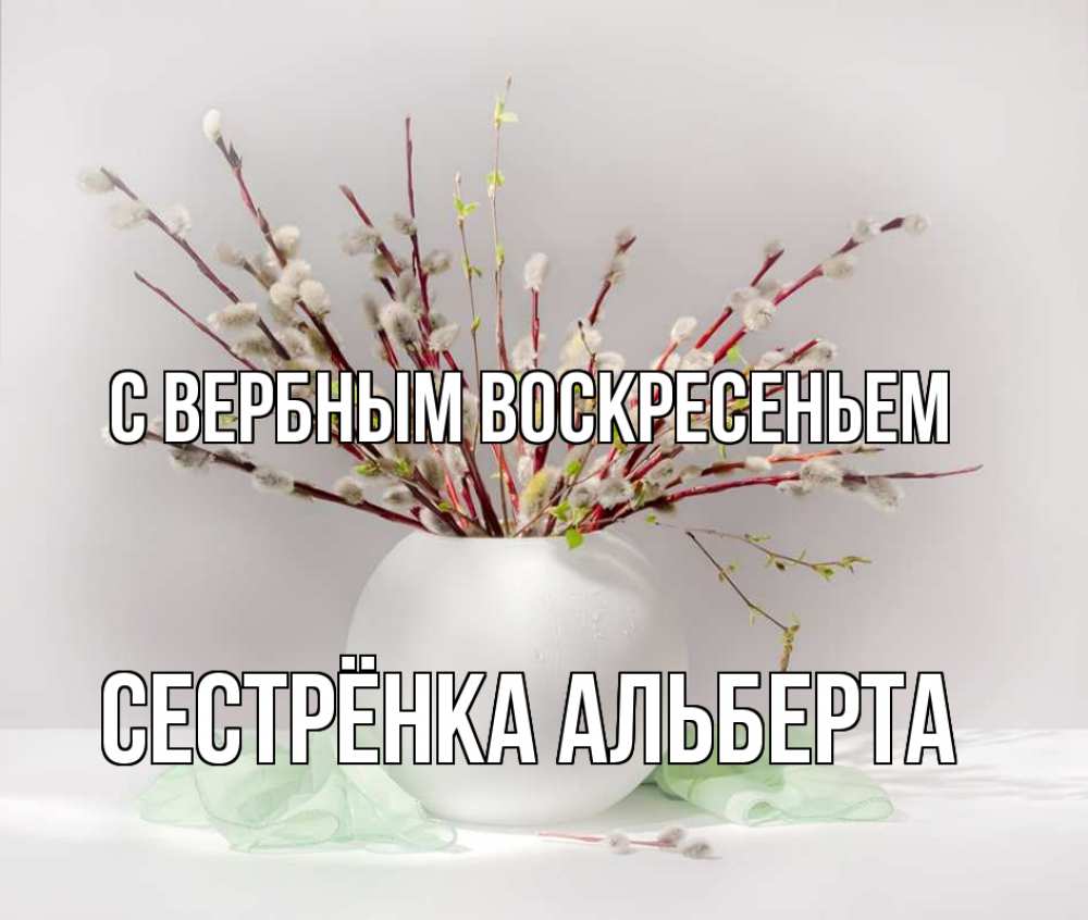 Открытка на каждый день с именем, Сестрёнка-Альберта С вербным воскресеньем верба Прикольная открытка с пожеланием онлайн скачать бесплатно 