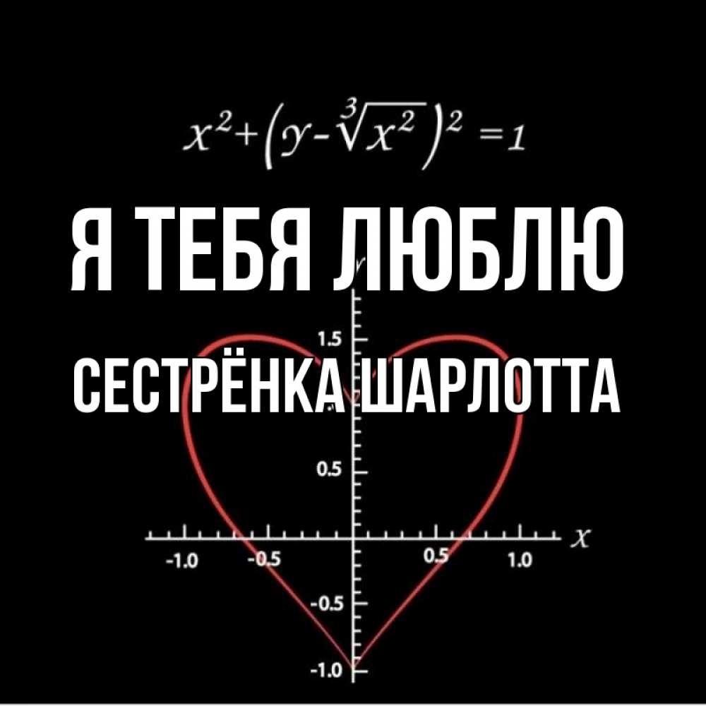 Открытка на каждый день с именем, Сестрёнка-Шарлотта Я тебя люблю сердечная формула Прикольная открытка с пожеланием онлайн скачать бесплатно 