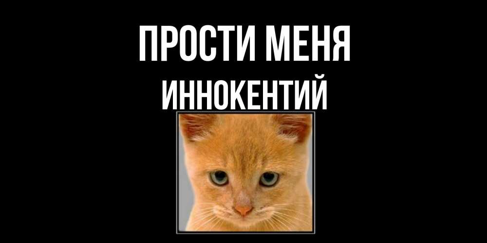 Открытка на каждый день с именем, Иннокентий Прости меня рыжий грустный кот просит прощения Прикольная открытка с пожеланием онлайн скачать бесплатно 