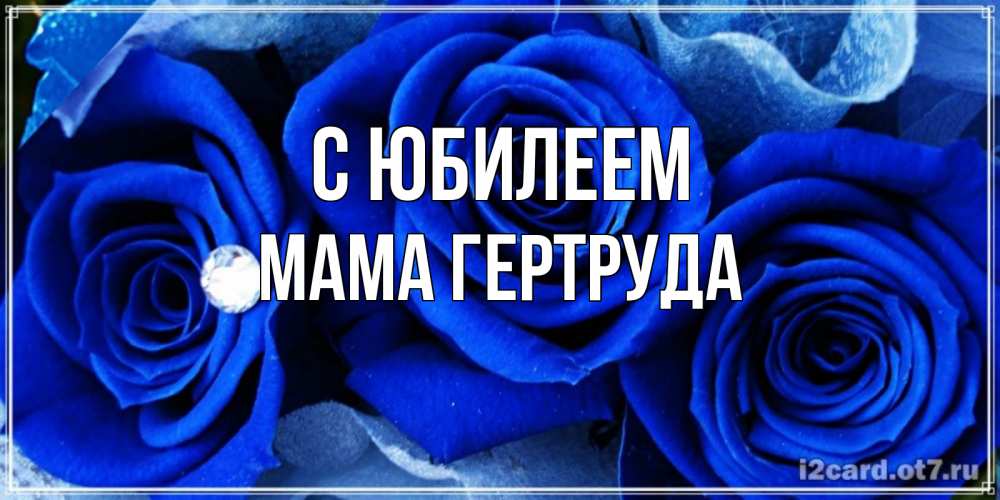Открытка на каждый день с именем, Мама-Гертруда С юбилеем синие розы в росе Прикольная открытка с пожеланием онлайн скачать бесплатно 