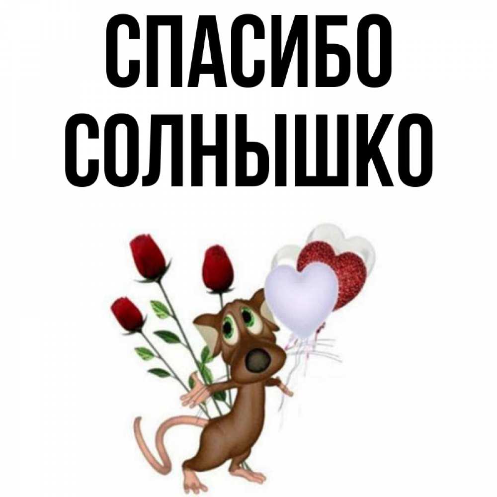 Открытка на каждый день с именем, Солнышко Спасибо песик с шариками в форме сердец Прикольная открытка с пожеланием онлайн скачать бесплатно 